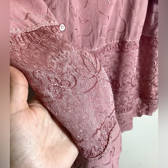 Y2K Vintage Embroidered Rayon Asymmetric Top 2X - Picture 8 of 15